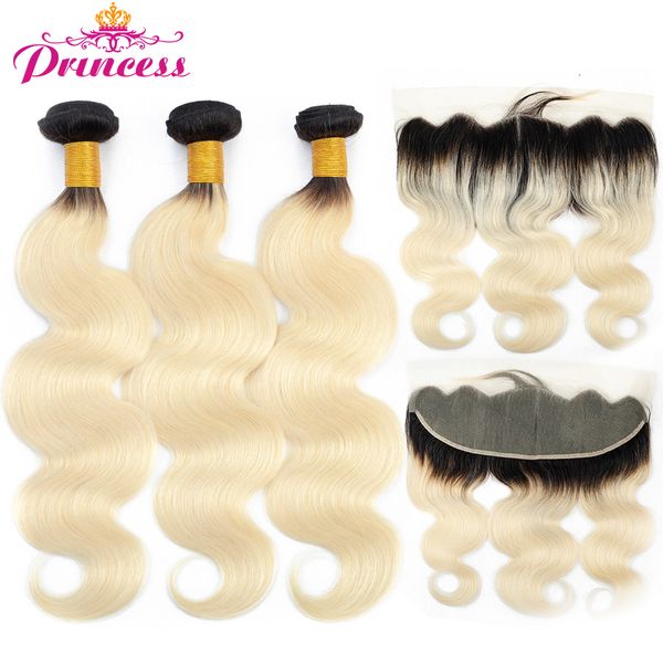 

accessories hair 1b/613 bundles with frontal brazilian body wave ombre blonde frontal closure with bundles remy hair costume, Silver