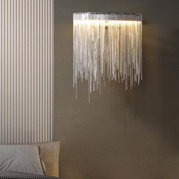 Pendelleuchten Aluminiumkette Wandleuchte LED Modern Silber Wandleuchte Nordic Fancy Lights Fixtures Art Deco Zeitgenössisch für Schlafzimmer FoyerPendant