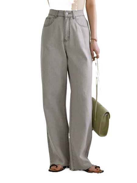 

dazy-less high waist raw cut straight leg jeans t1uo#, Blue