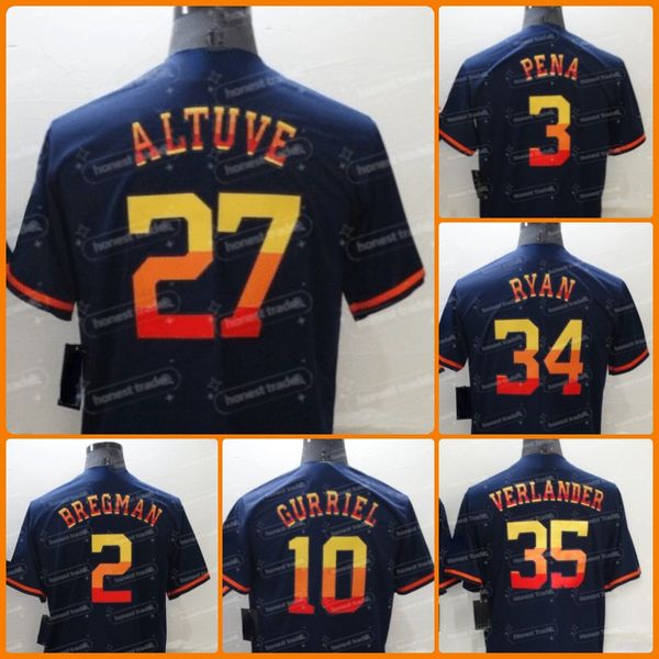 2022 Neue Nolan Ryan 44 Yordan Alvarez Kyle Tucker Jose Altuve Blank Rainbow Stitched Trikots Gute Qualität, alles auf Lager, Größe S-XXXL