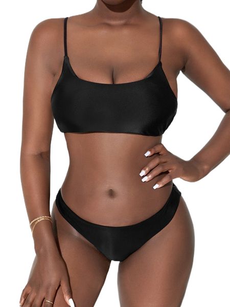 

solid bikini n8sq#, White;black