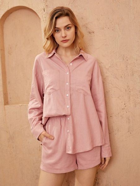 

patched pocket drop shoulder blouse z8dd#, White