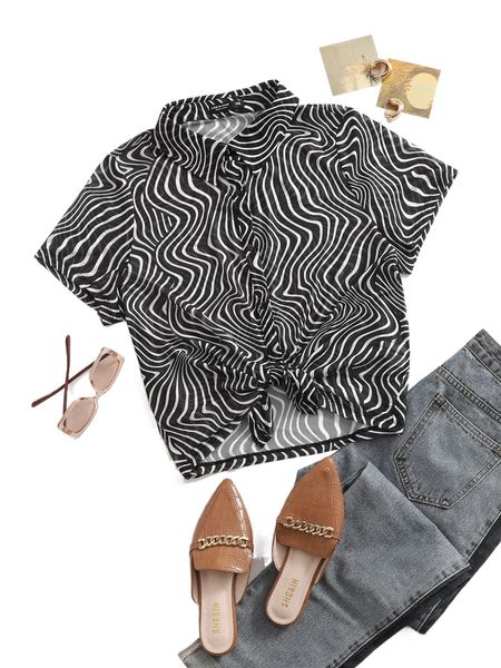 

plus allover print mesh blouse without bra g6lg#, Black