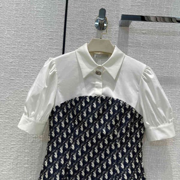 

2022ss fashion designer dresses brand contrast dress loose casual cotton comfortable a-type skirts temperament luxurious high-end womens clo, Black;gray