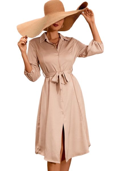 

lantern sleeve belted shirt dress o6ey#, Black;gray