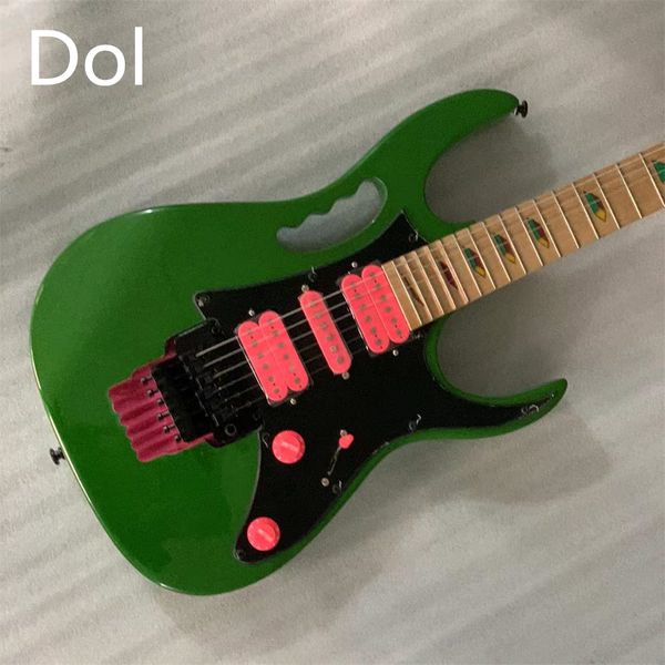 

in stock stevevai green 77 electric guitar pyramid inlay floyd rose tremolo black hardware pink pickups lions claw tremolo cavity guitars gu
