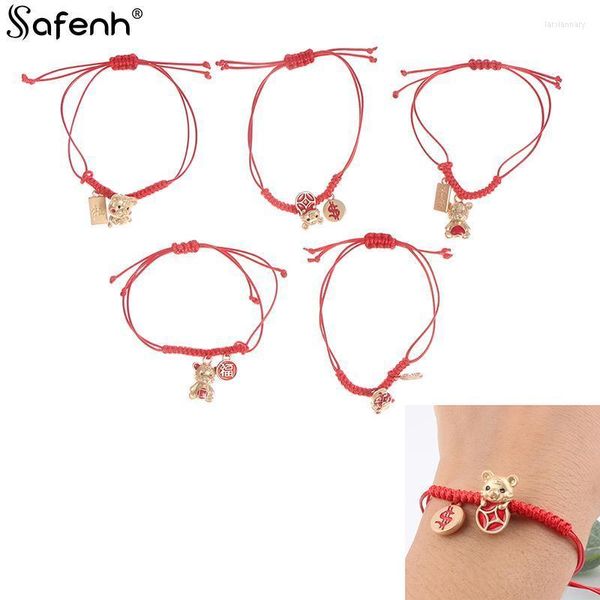 Braccialetti con ciondoli Moda Creativa Anno cinese Tigre Corda Filo rosso Bracciale con cordino Fortunato Bracciale a catena fatto a mano per coppieCiondolo Lars22