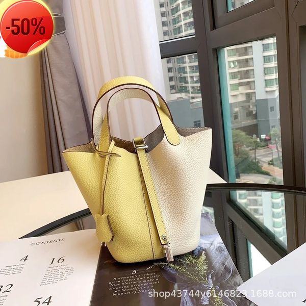 

the factory directly the factory directly new h family first layer cowhide pattern vegetable basket female portable inclined bucket wedding