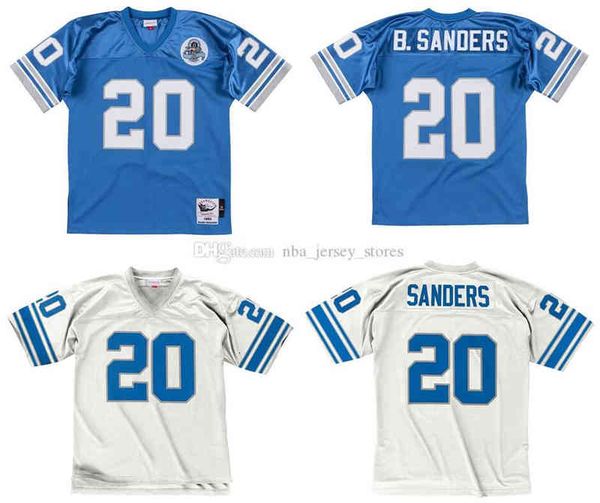 

stitched football jersey 20 barry sanders mitchell & ness retro rugby jerseys men women youth s-6xl, Black