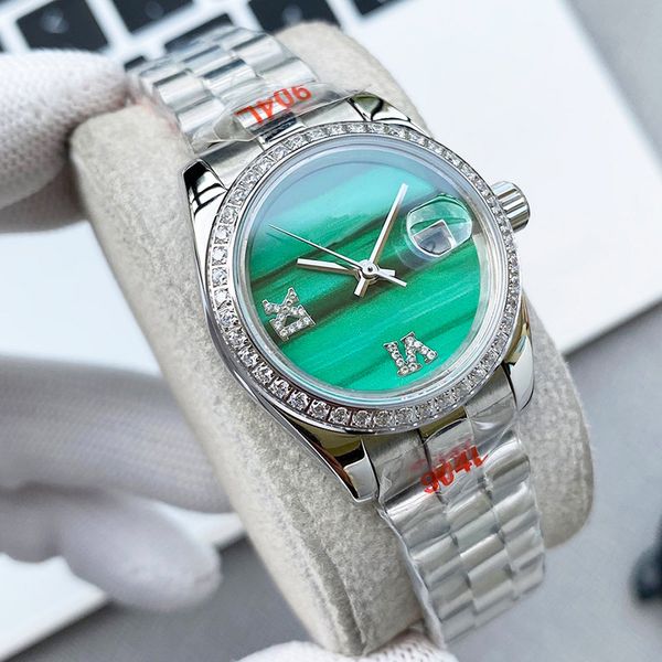 

automatic mechanical watch women watches 28mm stainless steel wristband sapphire classic wristwatch montre de luxe, Slivery;brown