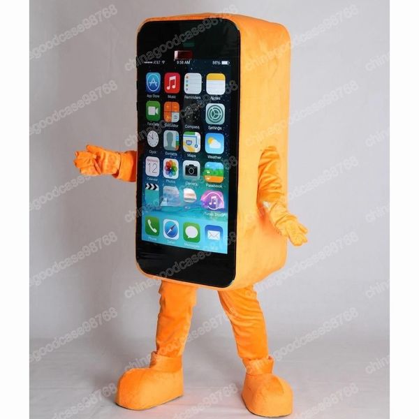 Costume della mascotte del telefono cellulare arancione delle prestazioni Vestito da festa di fantasia di Natale di Halloween Vestito da personaggio dei cartoni animati Vestito da carnevale Unisex per adulti