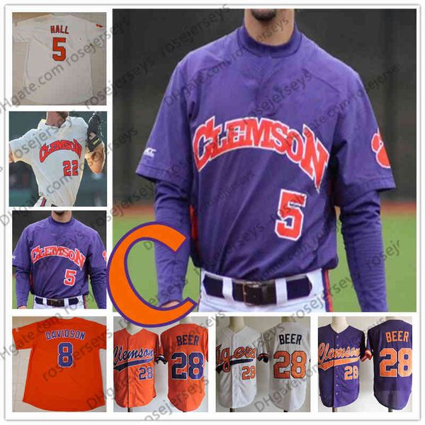 

clemson tigers 2019 baseball #9 greene 4 grayson byrd 10 kyle wilkie 23 carson spiers 32 jacob hennessy white orange purple jerseys s-4xl, Black
