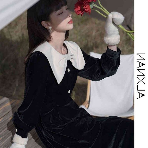 

casual dresses net red black velvet dress women's early autumn winter hepburn annual meeting french cuwj, Black;gray