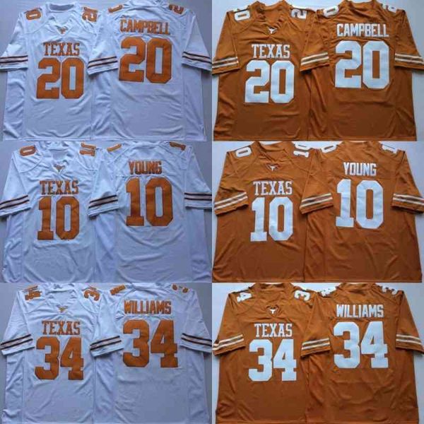 

ncaa vintage texas longhorns college football jerseys 10 vince young 34 ricky williams 20 earl campbell university football shirts m-x, Black
