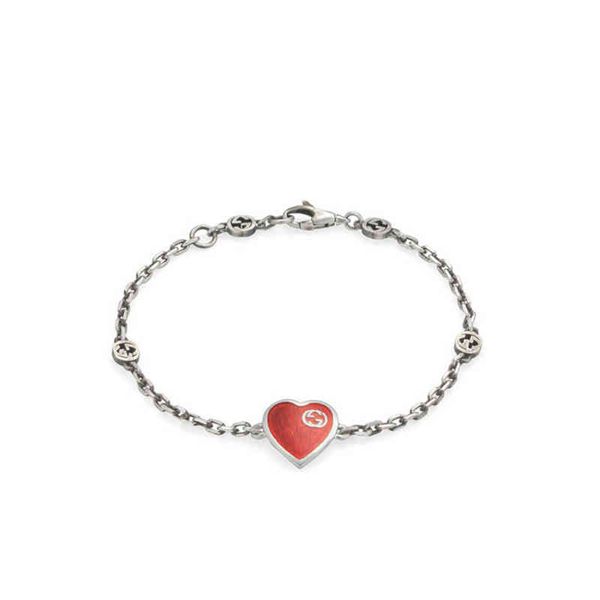 

interlocking red enamel love bracelet 925 silver women's couple webcast, Golden;silver