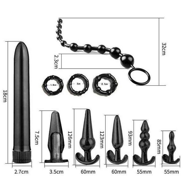 Nxy Giocattoli anali del sesso Butt plug in silicone Massaggiatore prostatico Set perline Kit ano Giocattoli vibranti per donne Uomini Prodotti gay per adulti 1220