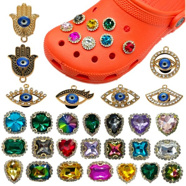 

new evil eyes metal croc charms designer for decorations golden trend love shoe accessories charms shoes charm ornaments buckles, White;pink