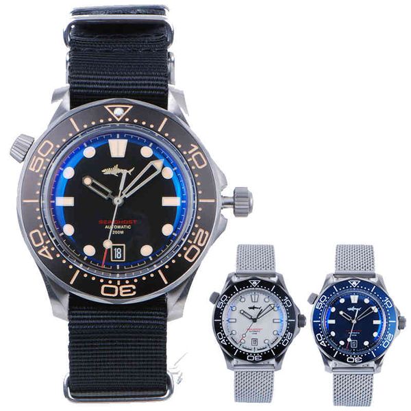 

heimdallr sea ghost watch titanium case automatic nh35 men's mechanical wristwatch luxury 200m diver watches c3 luminous, Slivery;brown