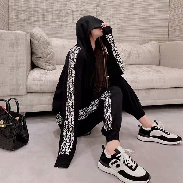 

women's hoodies & sweatshirts designer fashion brand leisure suit women's autumn and winter fried street high sense black sportswe