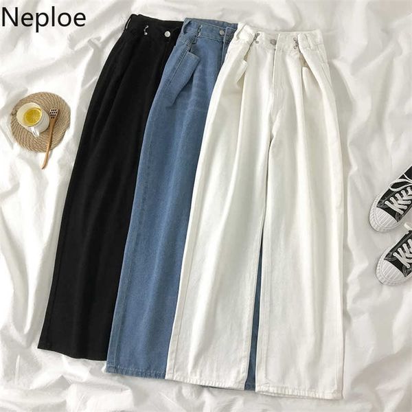 

neploe vintage women pants high waist jeans pantalon femme roupas autumn baggy broeken denim woman wide leg pants trousers 210730, Blue