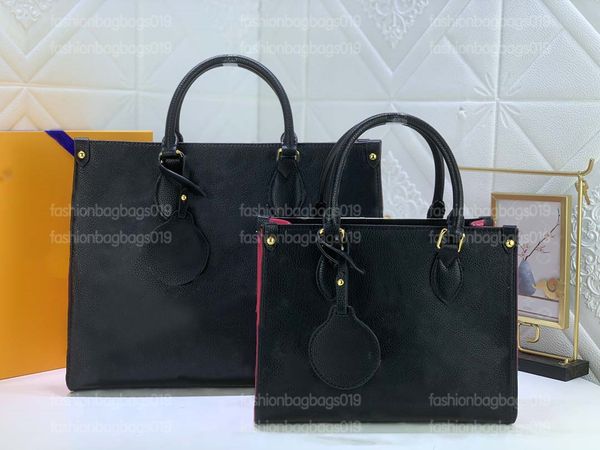 

on the go mm gm tote bag m46060 embossed monograms empreinte cowhide bicolour handbag luxurys cross body onthego 25cm 35cm