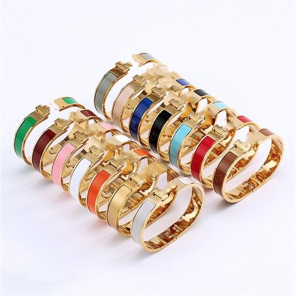 

designer h bracelet enamel bangle love jewelry party wedding women couple hermeing gift multiple colour fashion luxury size #17 wi305v, Black