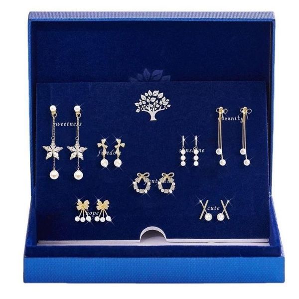 Baumeln Kronleuchter 925 Silber Nadel Koreanische Version Kleine Frische Lange Ohrringe Weibliche Eine Woche Geschenk Box Set Geburtstag Für Mädchen