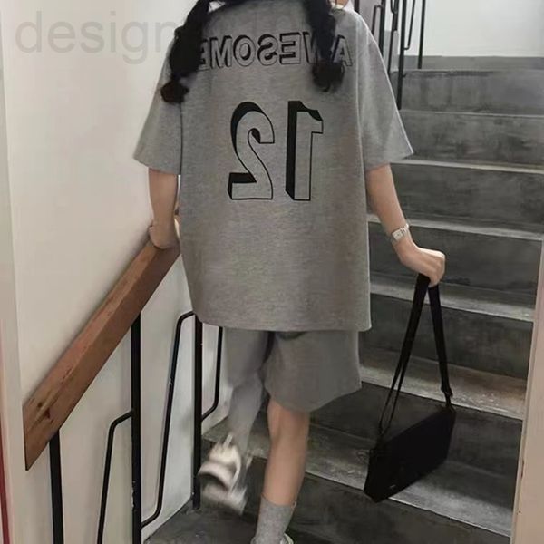 

two piece dress designer 2022 new summer korean version ins trendy students loose casual sports suit women's t-shirt short sleeve short, White