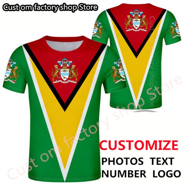 Guyana T Shirt Diy Bedava Özel Yapım İsim Numarası Guy T Shirt Nation Flag Country Gy Republic College Baskı P O Kırmızı Giysiler 220616