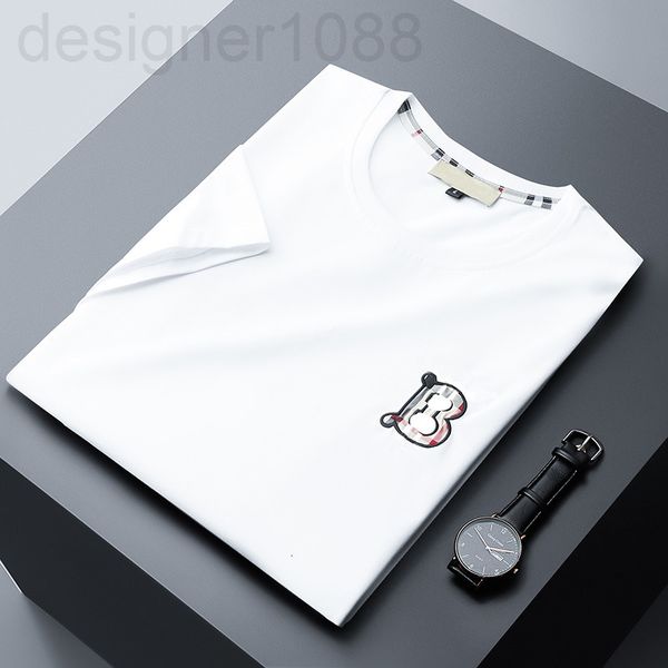 

men's t-shirts designer fashion brand ice silk short sleeve t-shirt men's new mercerized cotton round neck trend half t-shirt in s, White;black