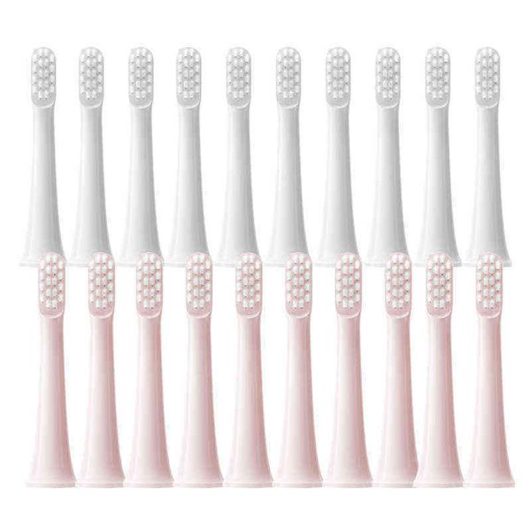 

toothbrush replacment heads for t100 sonic electric toothbrush soft vacuum dupont whitening clean bristle brush nozzles head 10pcs 0303