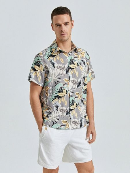 

men tropical print shirt i1np#, White;black