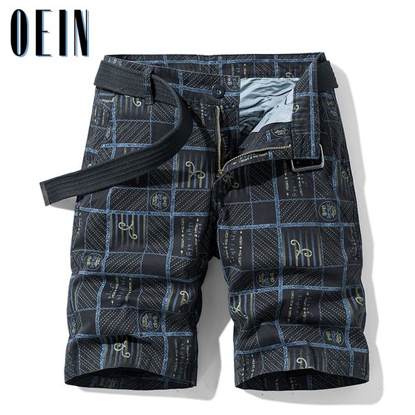 

oein summer men shorts fashion plaid beach mens casual camouflage cargo military short pants male bermuda 220705, Black
