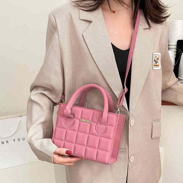 

color bag women's 2022 new fashion texture fashionable handbag checkered frosted letter messenger wholesale western style ladies design