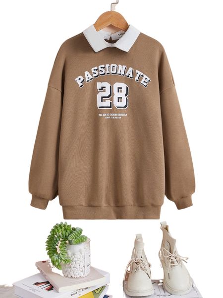 

girls slogan graphic drop shoulder sweatshirt j3pt#, Black;white