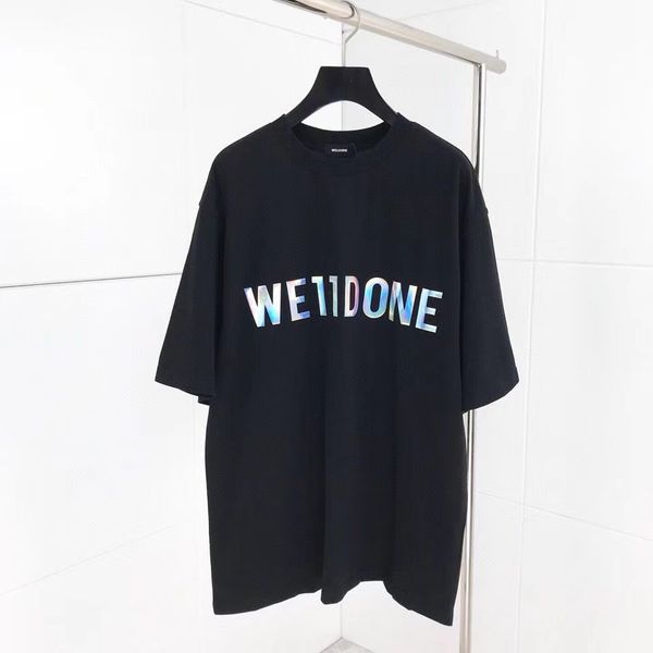 

women's t-shirt we11done t-shirt -dyeing letter printing drop-shoulder short-sleeved men women oversized welldone casual tshirt loose b, White