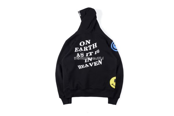 

men's t-shirts 21ss hip hop kanye's same hoodie smile face 3d printing sweater with loose print men's and women's hoodie, White;black