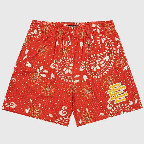 

2022 new men comfortable eric emanuel ee paisley west coast crips bloods skateboard street cotton casual shorts short #a556, White;black