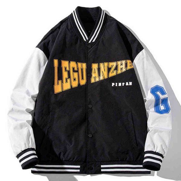 Varsity Baseball Jacket Men Women Steetwear Jaqueta casual Patchwork Corean Style School School Leeter Windbreaker Spring Autumn T220728