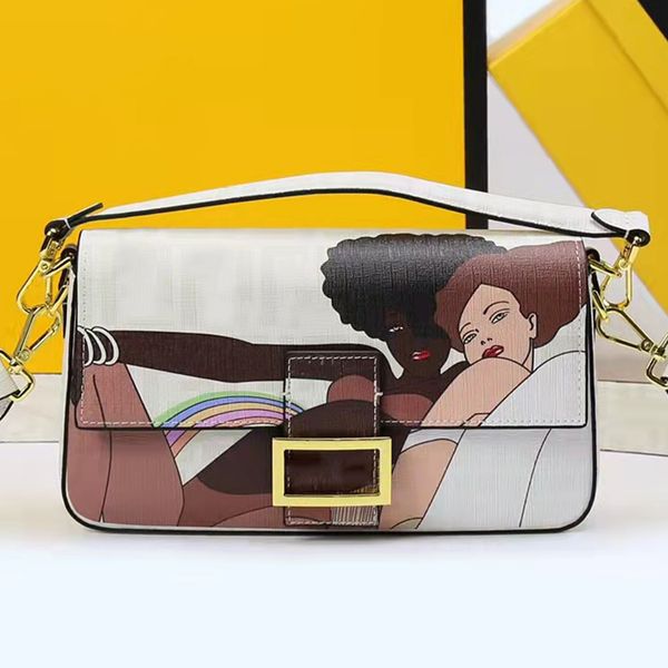 

design cartoon character pattern one shoulder diagonal bag retro geometric tiger pattern ladies new fashion multifunctional large capacity h
