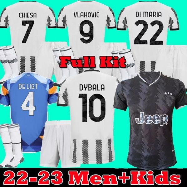 

pogba vlahovic chiesa 22 23 juventus soccer jersey di maria locatelli football shirt de ligt kean camiseta futbol 22 23 men kids full kit fa, Black;yellow