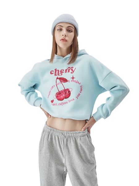 

slogan & fruits print drop shoulder sweatshirt g6wh#, Black
