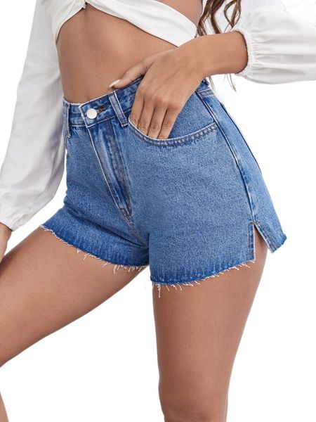 

raw hem split detail denim shorts j5nv#, White;black