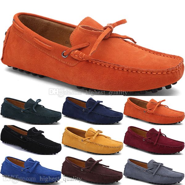 345 New Fashion mens Scarpe casual in pelle stile britannico primavera Coppia genuini piselli Scrub uomo Drive Lazy man copriscarpe outdoor confortevole traspirante nero giallo