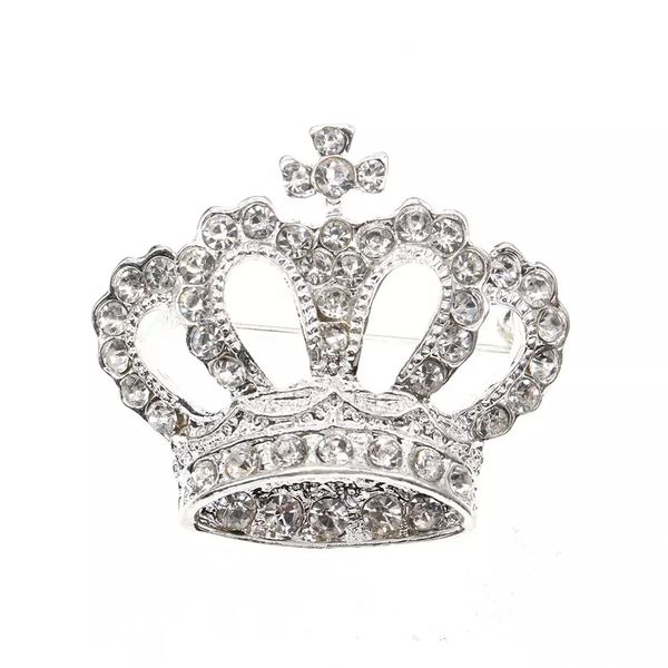 

10 pcs/lot wholesale price fashion jewelry brooches clear crystal rhinestone crown with cross brooch pin for decoration, Gray