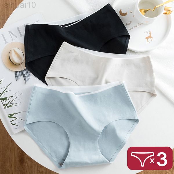 

3 pcs/set women underpants plus size briefs girls briefs lingerie cotton mid waist shorts solid panty female underpant l220801, Black;pink