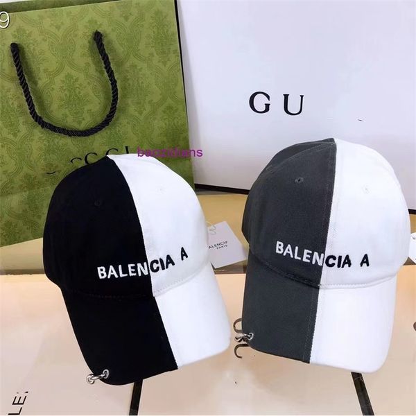 

balencaigass designers hat baseball hats caps paris embroidered black-and-white contrast color and women's korean pure cotton versatile, Blue;gray