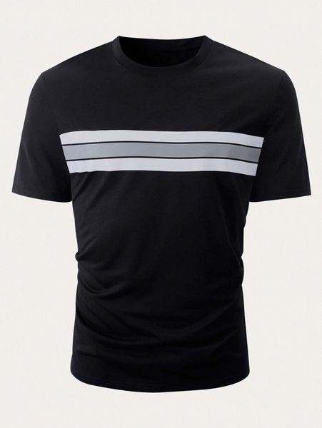 

men striped panel tee f1cj#, White;black