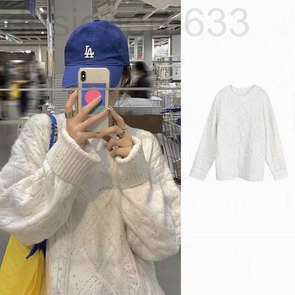 

women's knits & tees designer white sweater winter autumn sluggish and loose thick, wear thickened sweater. fried dough twist. ahr1