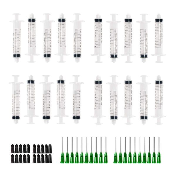 Forniture da laboratorio Siringa in plastica da 10 ml con Luer Lock per uso di laboratorio o industriale Ago erogatore con punta smussata da 1 pollice 14G Non sterile 12 set